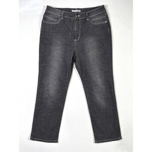 Chicos Platinum Jeans Women's 2 Short Gray Denim Beaded Straight